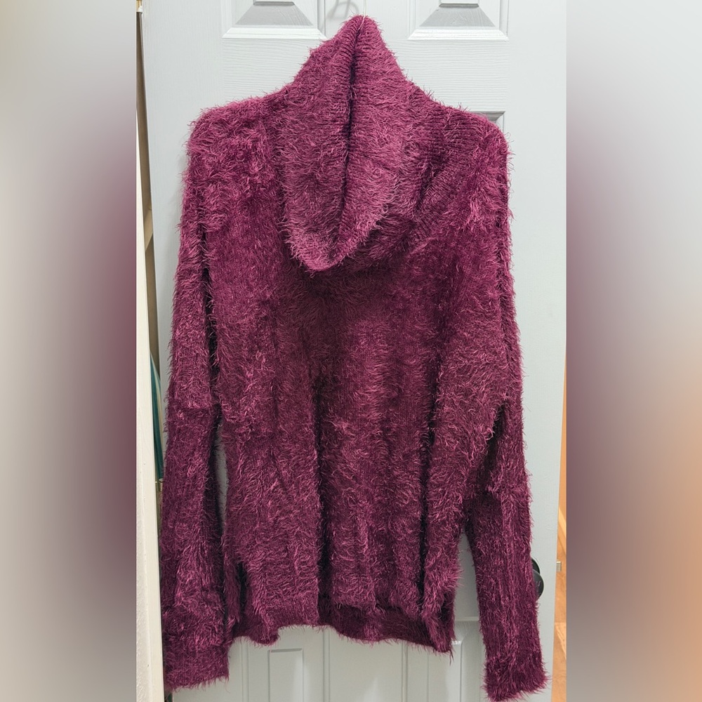 Burgundy Cowl Neck Oversized Mohair Sweater by MM by Michelle Size Large